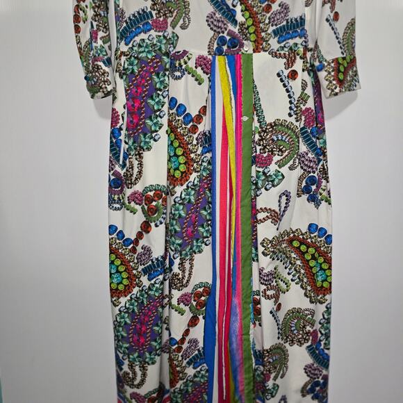 Sara Roka Poplin Maxi Shirt Dress Jewel Paisley Print Cotton Colorful 8 NWT - Picture 12 of 13